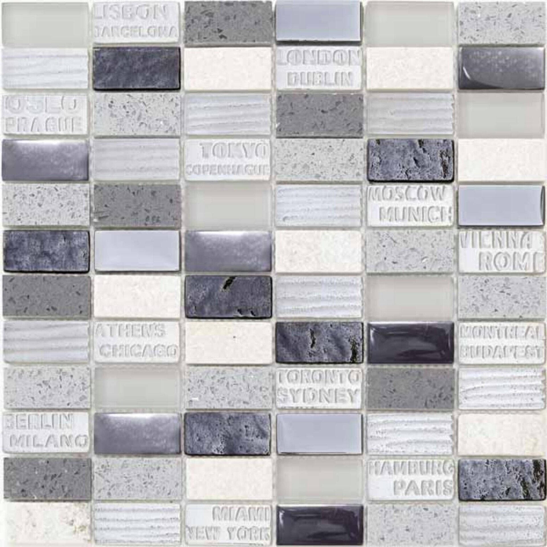 CITY BEIGE, GRIS, BLANCO o NEGRO - Mosaico en Malla - 11