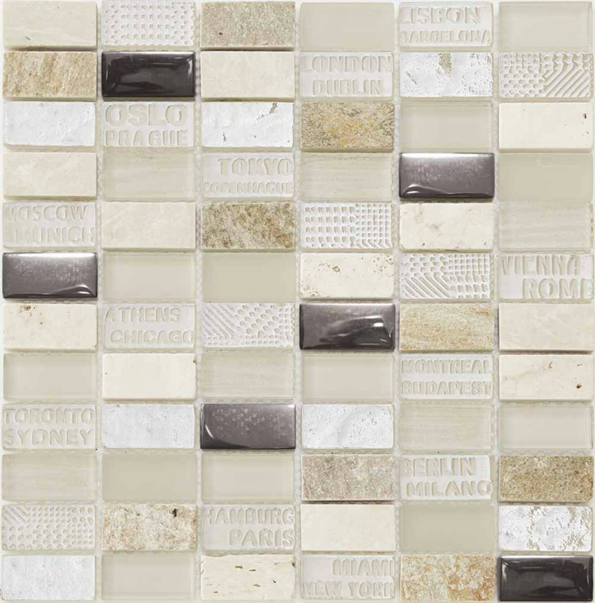CITY BEIGE, GRIS, BLANCO o NEGRO - Mosaico en Malla - 10